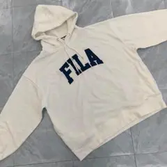 FILA パーカー ホワイト ロゴ プルオーバー フード付き サイズF