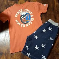 SURF DAY'S オレンジTシャツ 、デビロック星柄パンツ セット