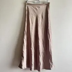 AUNTMARIE'S サテンマーメイドロングスカート モカ 裏地あり
