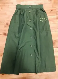 カーキ　スカート　M ボタン