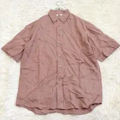 6768 美品✨ユニクロ プレミアムリネンワイドフィットシャツ M 五分袖 薄手