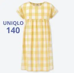 UNIQLO ユニクロ　チェックワンピース　サイズ140 イエロー