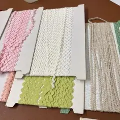 ウェーブエッジリボンセット（ピンク・白・緑・ベージュ）