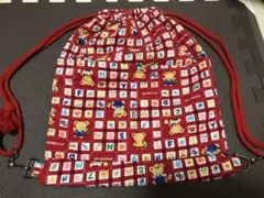 子供リュックサック　赤色　クマさん