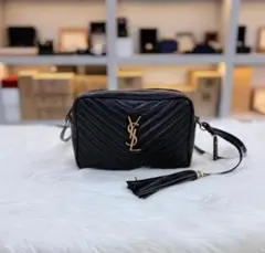 YSL 黒 ストライプ ショルダーバッグ