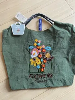 Apple & Pie 花柄刺繍エコバッグ