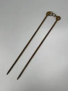 火箸 金属製 鎖付 サビ 茶道具 53g