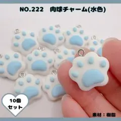No.222 肉球チャーム 水色 10個セット♡