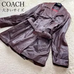 ★超美品・大きいサイズ★コーチ レザージャケット ベルト付 XXL相当