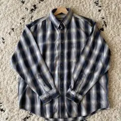 【好配色】vintage オンブレチェックシャツ　シャドーチェック　sizeXL