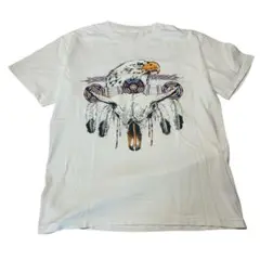 90sネイティブ柄 半袖tシャツ 鷹 タカ アニマルT メンズ古着 ユニセックス