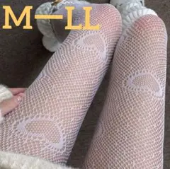 ハート柄 レースストッキング タイツ ホワイト M〜LL ロリータ系にも