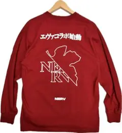 【エヴァンゲリオン　NERV 両面プリント　アニメ　長袖TシャLサイズ レッド】
