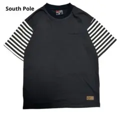 Y2K South Pole 袖ボーダー ブラック Tシャツ