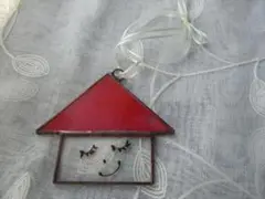 【1】お家サンキャッチャー（訳あり）赤　お顔