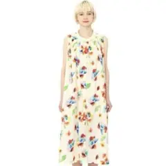 ☆graniph☆【美品】花柄 ノースリーブ ロングワンピース F カラフル総柄