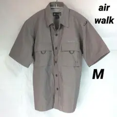 airwalk 半袖&長袖　高機能シャツ グレーチェック ポケット付き　M
