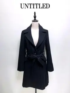 200 アンタイトル ウール チェスターコート 黒ブラック ベルト 3