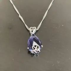 シルバー　紫色 ペンダントネックレス