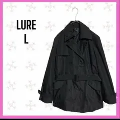 未使用　[LURE] ダブル　ミドル丈　トレンチコート　ベルト付き　ブラック　L