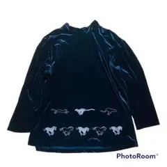 【美品❤️】トップス ベロア素材 黒 ブラック 上品 シック 大人可愛い