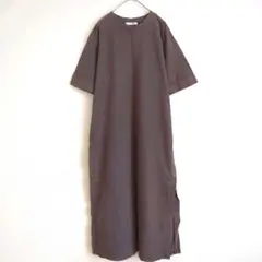 KHALITA ハリータ ロングワンピース M ブラウン 半袖 シンプル ボタン
