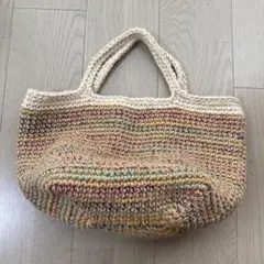 編み物　バッグ　マチ付き　布バック　毛糸
