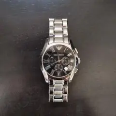 【値下げ中！】EMPORIO ARMANI 腕時計 クロノグラフシルバーブラック