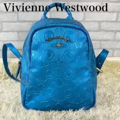 ✨極希少カラー✨ Vivienne ミニリュック ブルー オーブ 総柄型押し 星