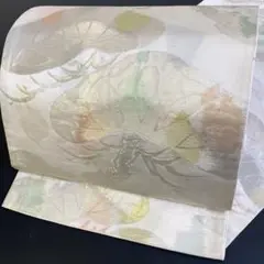 【着】14173o 着物 袋帯 植物文様 お洒落 銀糸