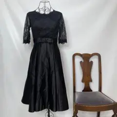 4015【BLACK9号】フォーマル　ワンピース　花柄レース
