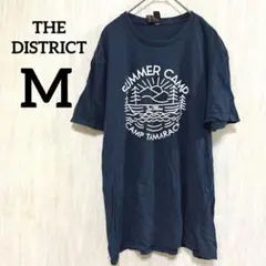 THE DISTRICT【M】サマーキャンプ Tシャツ ネイビー トップス 古着