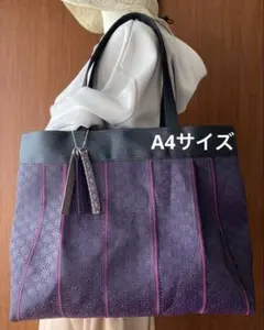 超軽量♡倉敷畳縁シンプル大きめA4グラニートート(麻の葉パープル)