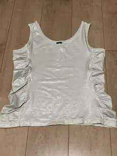 DANSKIN フリル付きタンクトップ シルバー