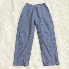 m984 GU シェフパンツ ヒッコリー ストライプ柄デニムパンツ ドロスト