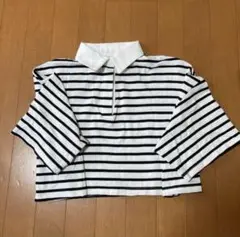 GRL ボーダー柄ショート丈ラガーシャツ