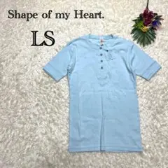 【新品タグ付】シェイプオブマイハート　ハーフボタンTシャツ　半袖　日本製　綿 L