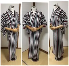 着物 きもの 衣装 いしょう 美品 縞 化繊 袷 広衿 粋 舞踊 大衆演劇