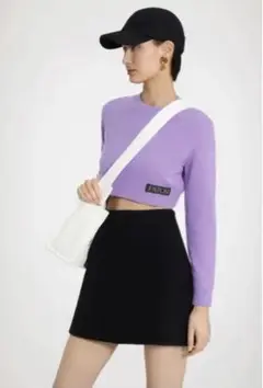 美品☆ jean patou パトゥ ロゴニット クロップド丈 ショート ニット