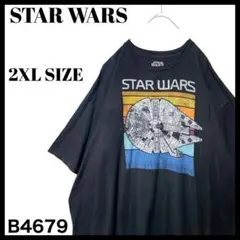 スターウォーズ ミレニアムファルコン レトロ ひび割れプリント Tシャツ 2XL
