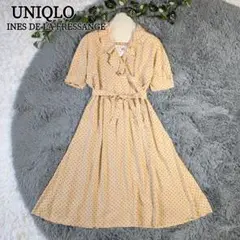 UNIQLO イネスコラボ カシュクール ワンピース 小花柄 ベージュ Lサイズ