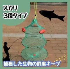 【新品】活かし３段スカリ　釣りスカリ　びく　フィッシングスカリ