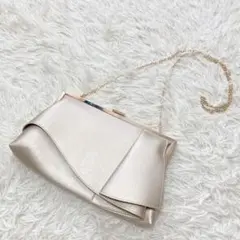 美品✨AIMER ゴールド フレアタッククラッチバッグ ショルダー 2way