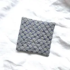 刺し子 フリーマット ❉ 約13cm 灰 青 リネン　ポットマット コースター