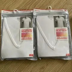 新品　2￼着　UNIQLO HEATTECH 半袖シャツ M ホワイト　Vネック