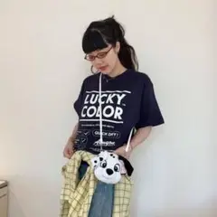 ラッキーカラーを身体中にまとっT/ネイビー Lサイズ