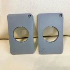 AirTag用ウォレットケースホルダー 2個セット グレー キーチェーン穴有