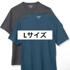 ❇️2枚 Tシャツ クルーネック レギュラーフィット 半袖 青緑 グレー L