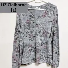 LIZ Claiborne 花柄 長袖Tシャツ L トップス Ｖネック