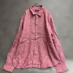 ノーティカ 長袖シャツ XL 赤 無地 シンプル リネン カジュアル【5295】